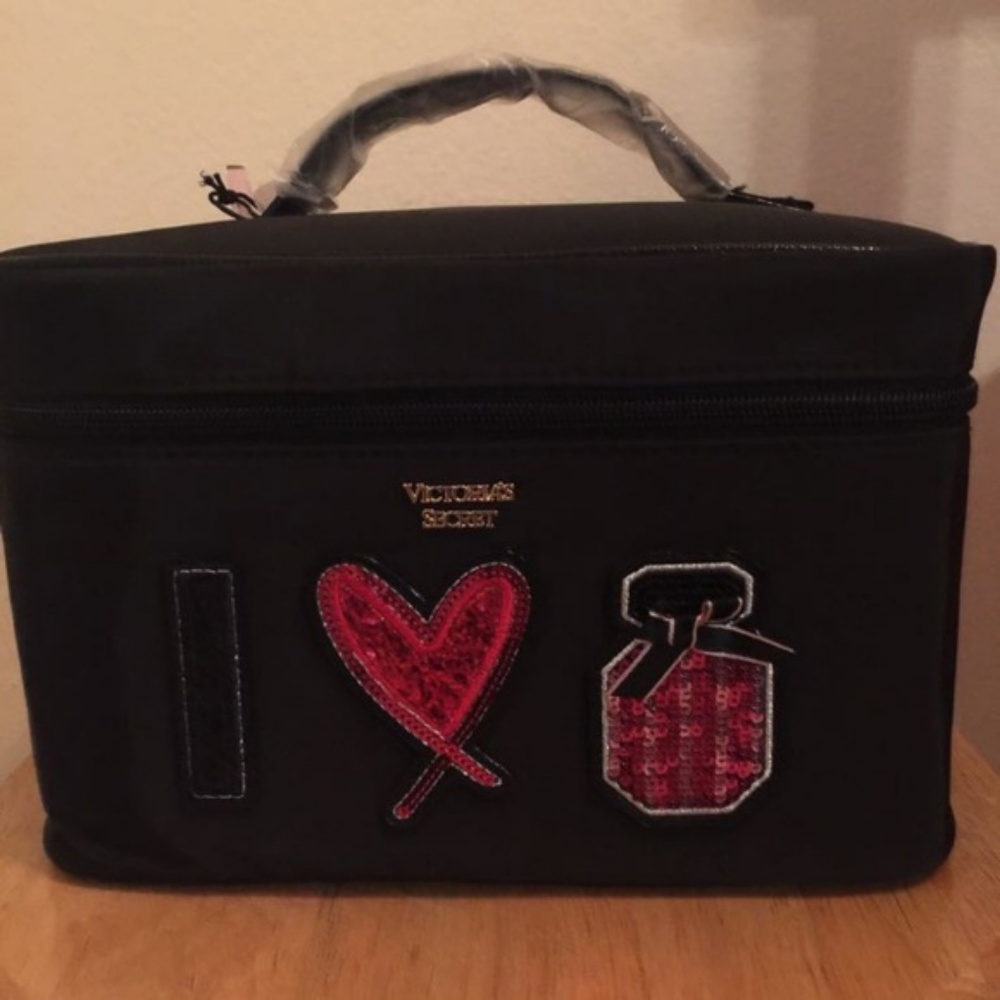 Victoria's Secret Black I "<3" Bombshell Train Cas - Picture 2 of 3
